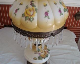 L119 Antique Hand Painted Oil to Electric Table Lamp