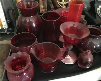 Ruby red glassware.