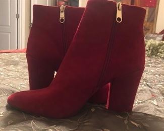 red suede ankle boots