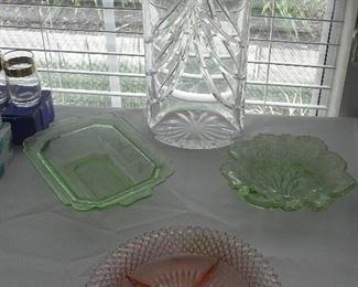 Pink and Green Glassware