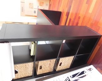 desk with attached shelf