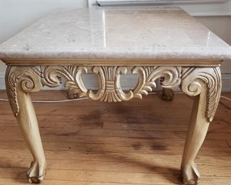 Vintage Wooden Table w/ Stone Top https://ctbids.com/#!/description/share/337118