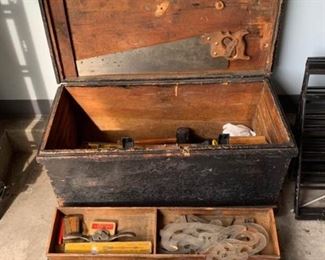 Vintage Wooden Trunk Loaded With Tools https://ctbids.com/#!/description/share/337901