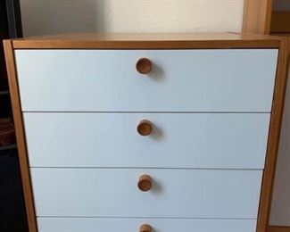 Four Drawer Modern Style White & Brown Chest       https://ctbids.com/#!/description/share/337966