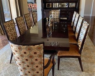 Century custom wood dining room table with  two extensions.  Main table 78" with (2) 22" extensions.  Total 10 L x 46" W