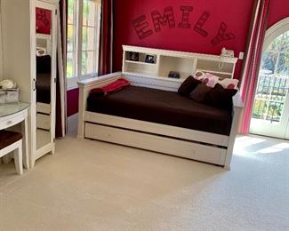 Daybed with full size XL mattress and twin XL pullout trundle below