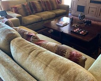 Custom made and upholstered 8' long sofas- (2)