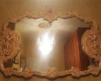 Lovers mirror italian carved wood