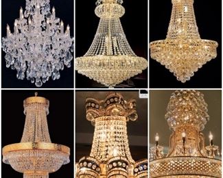 Chandeliers new. Gold or silver over 20 in stock to show