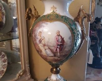 French porcelain containor with lid over 3 feet tall