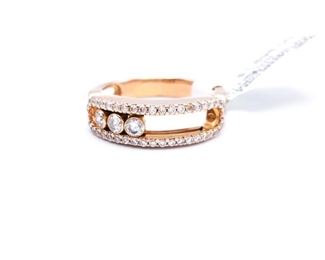 Messika Signed "Move" Diamond Ring in 18k Rose Gold
