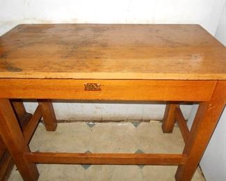Mo-Tex pine library table Made in Taylor Texas label