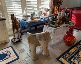 Silverplate, Wooden Horse, Elephant Chair