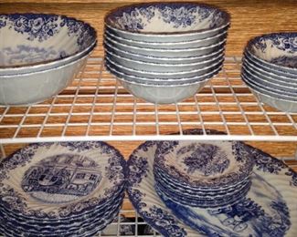 Blue and white dishes - bowls, salad plates, bread & butter, platter