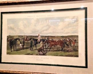 Framed and matted art - getting ready for the horse race
