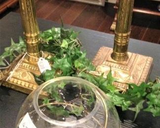 Pair of brass candle holders