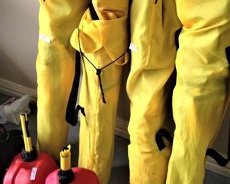 Matching folding chairs; gasoline cans