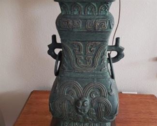 Here is the up close a personal view of the Bronze Archaic Chinese Lamp Base...a beautiful thing to have in your home. 
