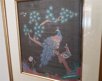 Two Peacock framed Pictures