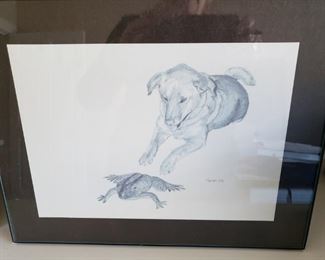 An Original by Susan. A dog and a frog. 