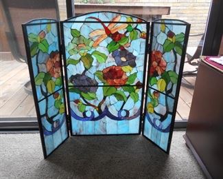 Gorgeous Stained Glass Fireplace Screen