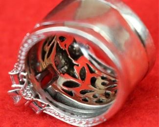 Lot 832 Ring-14K White Gold Band With Center Stone 2.01K- Ladies multi rings  put together, center ring is 18k white gold has a 2.01ct Marquise center diamond I/SI2 GIA cert#1162577946 with 50 side princess shape diamonds @ 2.90cttw G/Si1, 20 round diamonds @ .18cttw G/SI1i quantity of 4 round diamonds @ .13ct each G/SI2 for a total weight of .52cttw.  On each side of the center ring is a 14k white gold 3 stone ring each center is 3/8ct princess shape HI/I2 and 2 princess shaped diamonds @ 3/8cttw HI/I2 with 10 round diamonds @ 1/5cttw HI/I2, for a total for both rings @ 2.00cttw.