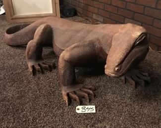 Kimodo Dragon- Made of teakwood.  60" long from nose to tail.  Height 17", Width 22"