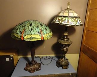 Tiffany Style Lamp- Dragonfly shade electrified (24") metal base with pull chain
Resin lamp (repaired)