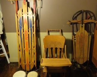 Fleetwing & Central Flyer Child's Sleds, HighChair- Fleetwing Child's Sled (46" long), 
Fleetwing child's sled (No. White Ash) 46"long
Central Flyer child's sled (61" long) Central Hardware
Red Metalic Bongo Drums 16"W x 7"H