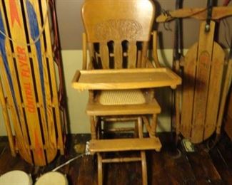 Fleetwing & Central Flyer Child's Sleds, HighChair- Fleetwing Child's Sled (46" long), 
Fleetwing child's sled (No. White Ash) 46"long
Central Flyer child's sled (61" long) Central Hardware
Red Metalic Bongo Drums 16"W x 7"H