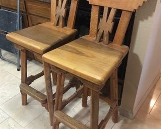 Unique Vintage Wood Bar Chairs