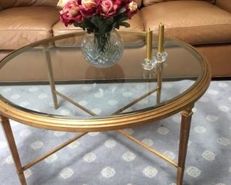 Ethan Allen glass top coffee table