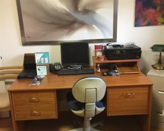 desk, chair, modernist wall art