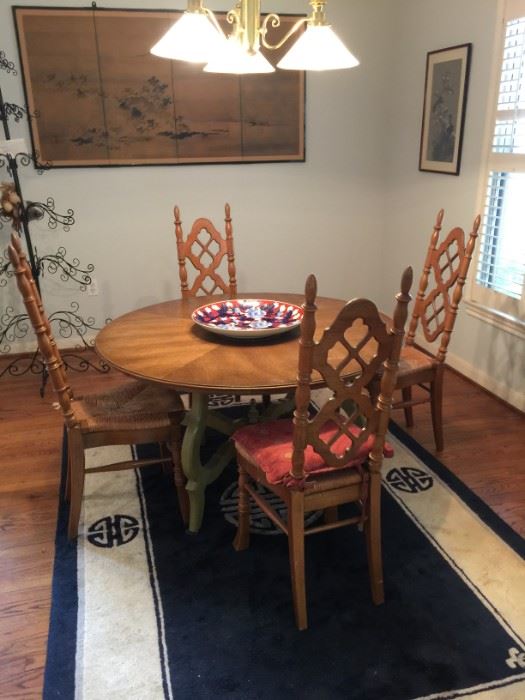 silk rug, table & 4 chairs