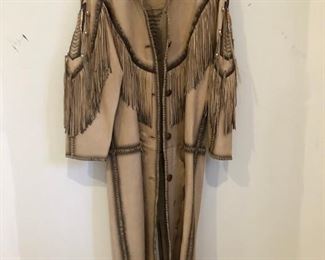 Full Length Custom Made Leather Fringe Coat $800.00