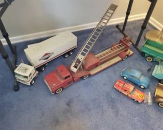 Vintage metal cars and trucks