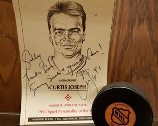 Curtis Joseph autograph and puck