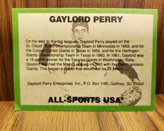 Back of Gaylord Perry card