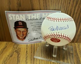 Stan Musical autographed baseball with certificate