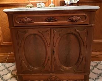 Antique Victorian marble top washstand, missing backsplash