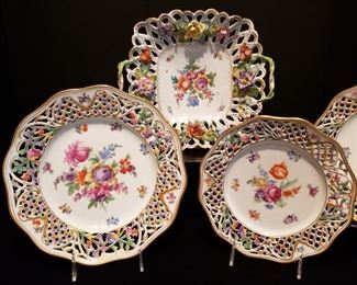 Dresden Schumann plates and footed center bowl