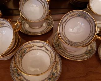 Lenox "Renaissance" cups and saucers as well as cream soup bowls and saucers