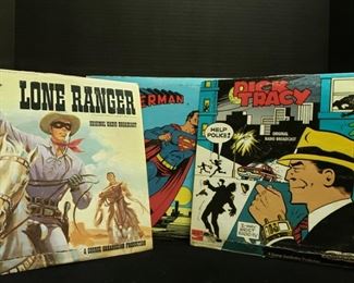 Lone Ranger, Superman  & Dick Tracy record albums by Coca Cola