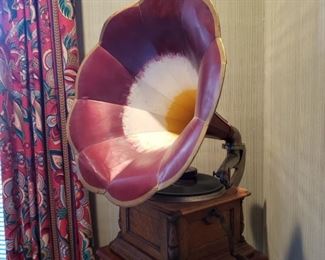 Antique oak case gramophone