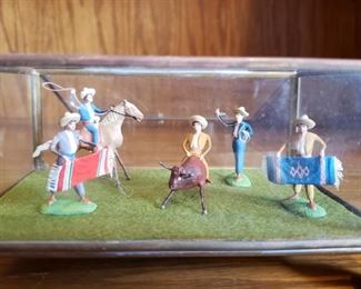 Miniature Rodeo in a glass and brass box