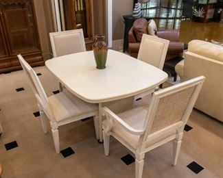 Love this cream dining table and chairs!