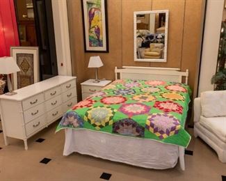 White bedroom set!  Also have several beautiful quilts in this sale!
