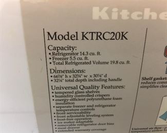 Kitchen Aid 19.8 cubit ft. refrigerator in very good condition.