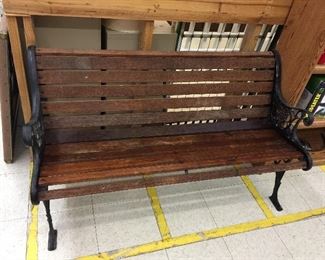 Wrought Iron and wood bench.