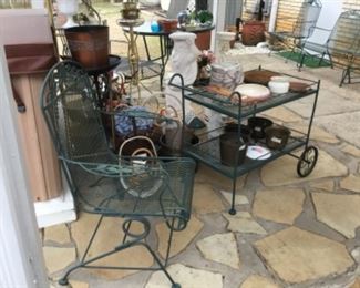 Furniture and cart; Outside in back yard